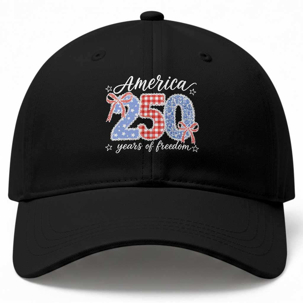 Girly America 250 Years Of Freedom Baseball Cap 4th of July Coquette Bow