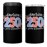 Girly America 250 Years Of Freedom 4 in 1 Can Cooler Tumbler 4th of July Coquette Bow