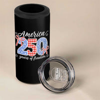 Girly America 250 Years Of Freedom 4 in 1 Can Cooler Tumbler 4th of July Coquette Bow