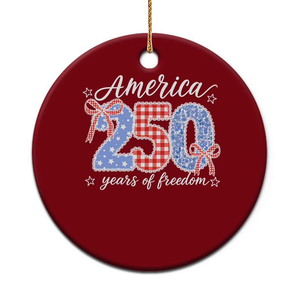 Girly America 250 Years Of Freedom Ceramic Ornament 4th of July Coquette Bow