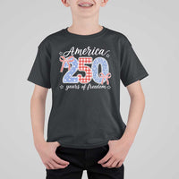 Girly America 250 Years Of Freedom T Shirt For Kid 4th of July Coquette Bow