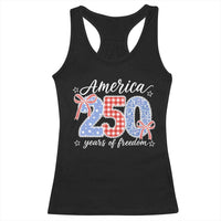 Girly America 250 Years Of Freedom Racerback Tank Top 4th of July Coquette Bow