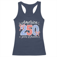 Girly America 250 Years Of Freedom Racerback Tank Top 4th of July Coquette Bow