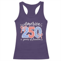 Girly America 250 Years Of Freedom Racerback Tank Top 4th of July Coquette Bow