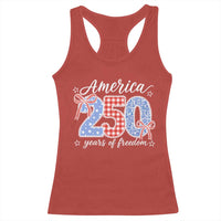 Girly America 250 Years Of Freedom Racerback Tank Top 4th of July Coquette Bow
