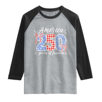 Girly America 250 Years Of Freedom Raglan Shirt 4th of July Coquette Bow