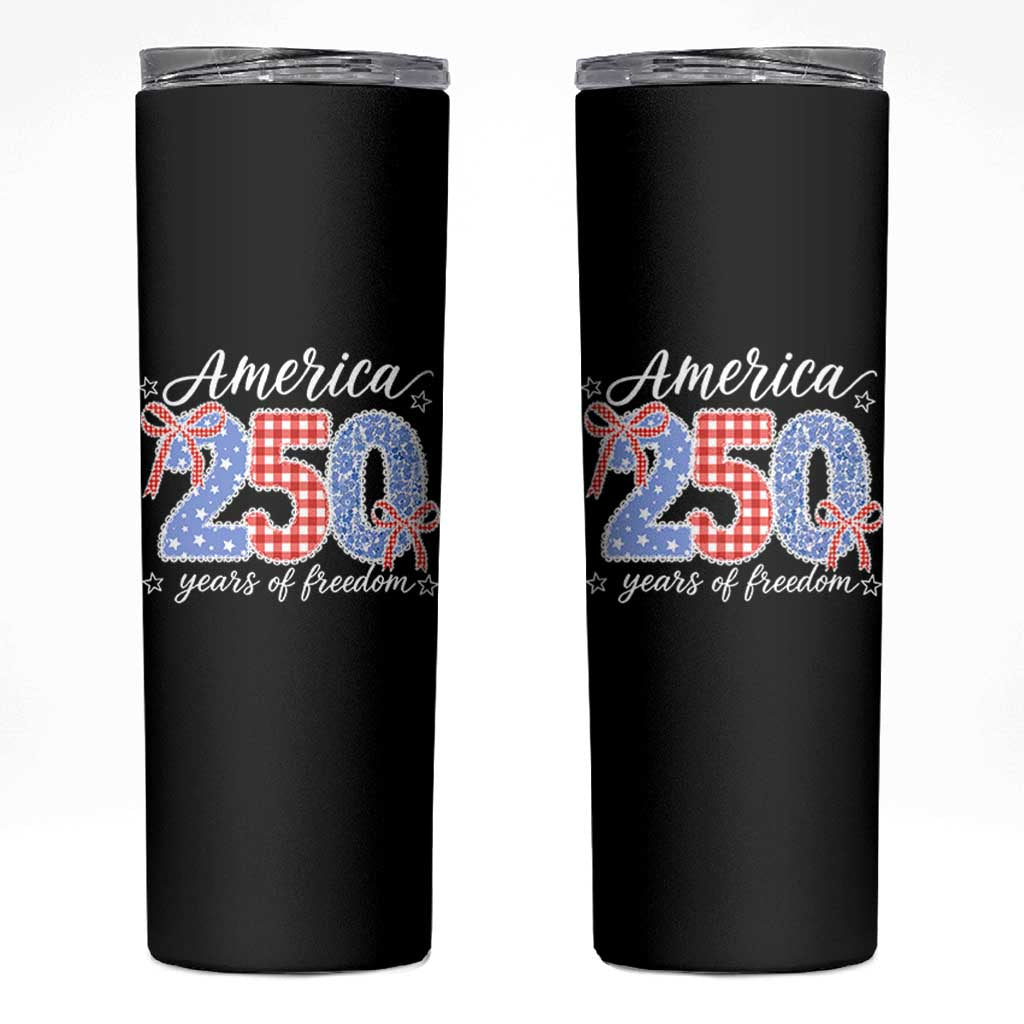 Girly America 250 Years Of Freedom Skinny Tumbler 4th of July Coquette Bow