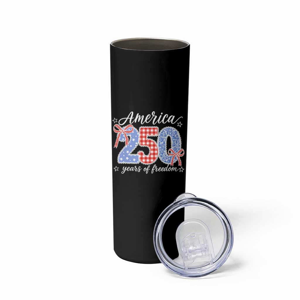 Girly America 250 Years Of Freedom Skinny Tumbler 4th of July Coquette Bow