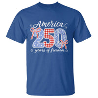 Girly America 250 Years Of Freedom T Shirt 4th of July Coquette Bow