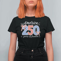 Girly America 250 Years Of Freedom T Shirt For Women 4th of July Coquette Bow
