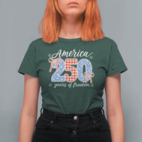 Girly America 250 Years Of Freedom T Shirt For Women 4th of July Coquette Bow