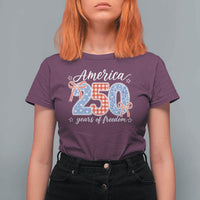 Girly America 250 Years Of Freedom T Shirt For Women 4th of July Coquette Bow