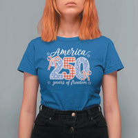Girly America 250 Years Of Freedom T Shirt For Women 4th of July Coquette Bow