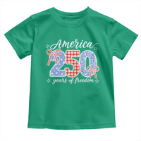 Girly America 250 Years Of Freedom Toddler T Shirt 4th of July Coquette Bow