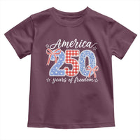 Girly America 250 Years Of Freedom Toddler T Shirt 4th of July Coquette Bow