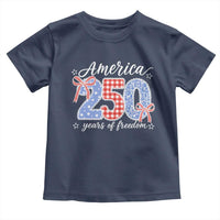 Girly America 250 Years Of Freedom Toddler T Shirt 4th of July Coquette Bow