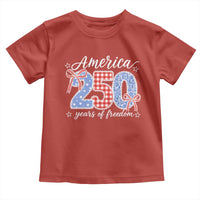 Girly America 250 Years Of Freedom Toddler T Shirt 4th of July Coquette Bow