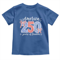 Girly America 250 Years Of Freedom Toddler T Shirt 4th of July Coquette Bow