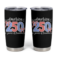 Girly America 250 Years Of Freedom Tumbler Cup 4th of July Coquette Bow