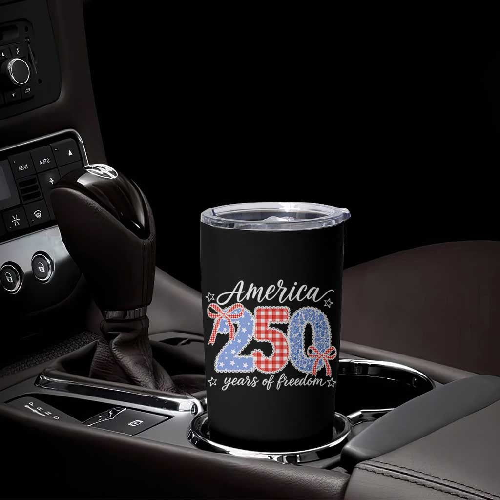 Girly America 250 Years Of Freedom Tumbler Cup 4th of July Coquette Bow