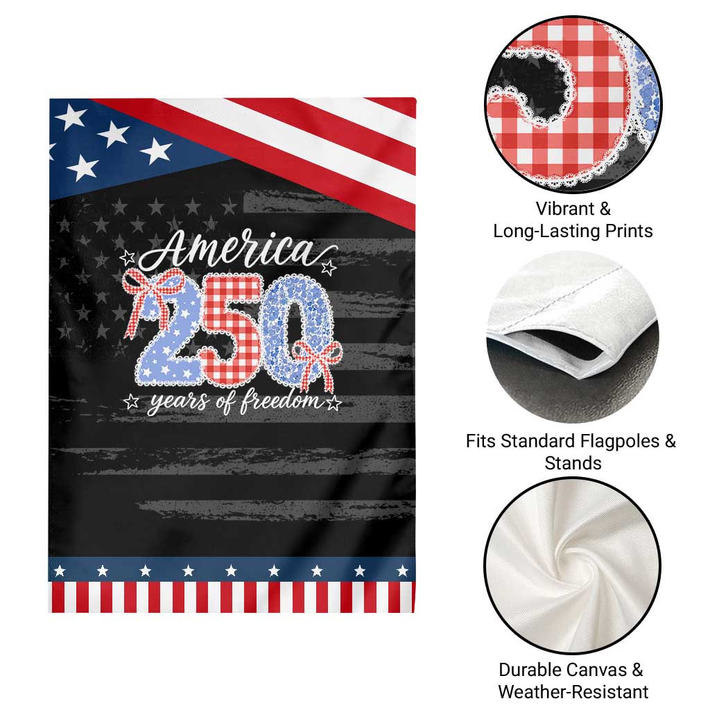 Girly America 250 Years Of Freedom Patriotic Garden Flag 4th of July Coquette Bow