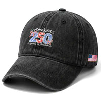 Girly America 250 Years Of Freedom Washed Cotton Baseball Cap 4th of July Coquette Bow