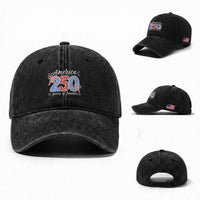 Girly America 250 Years Of Freedom Washed Cotton Baseball Cap 4th of July Coquette Bow