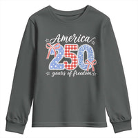 Girly America 250 Years Of Freedom Youth Sweatshirt 4th of July Coquette Bow