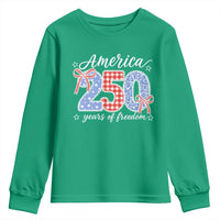 Girly America 250 Years Of Freedom Youth Sweatshirt 4th of July Coquette Bow