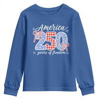 Girly America 250 Years Of Freedom Youth Sweatshirt 4th of July Coquette Bow