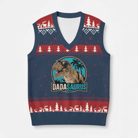 Dinosuar Dad V-Neck Knit Sweater Vest Funny Dadasaurus Fathers Day Family Matching