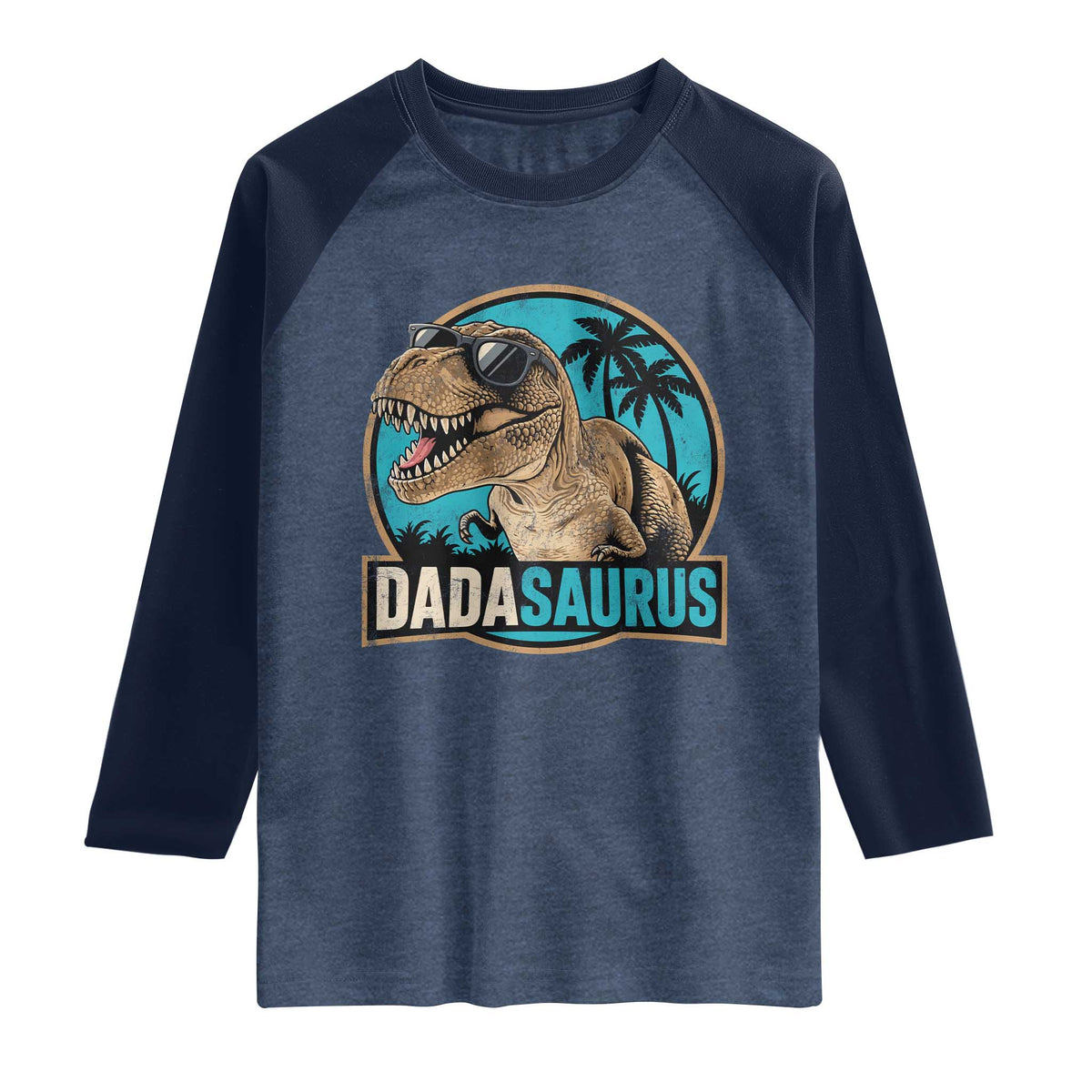Dinosuar Dad Raglan Shirt Funny Dadasaurus Fathers Day Family Matching