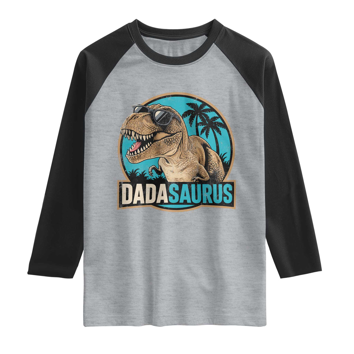 Dinosuar Dad Raglan Shirt Funny Dadasaurus Fathers Day Family Matching