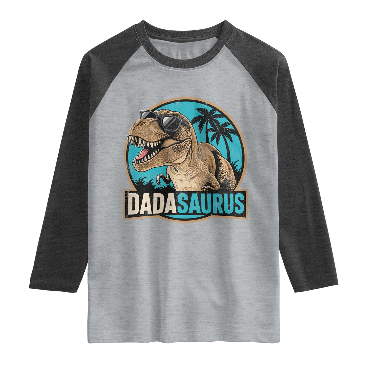 Dinosuar Dad Raglan Shirt Funny Dadasaurus Fathers Day Family Matching