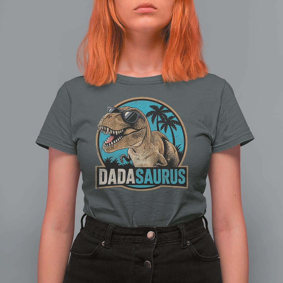 Dinosuar Dad T Shirt For Women Funny Dadasaurus Fathers Day Family Matching