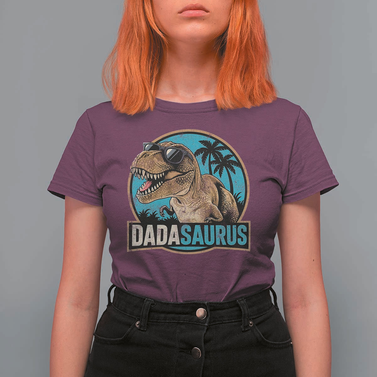 Dinosuar Dad T Shirt For Women Funny Dadasaurus Fathers Day Family Matching