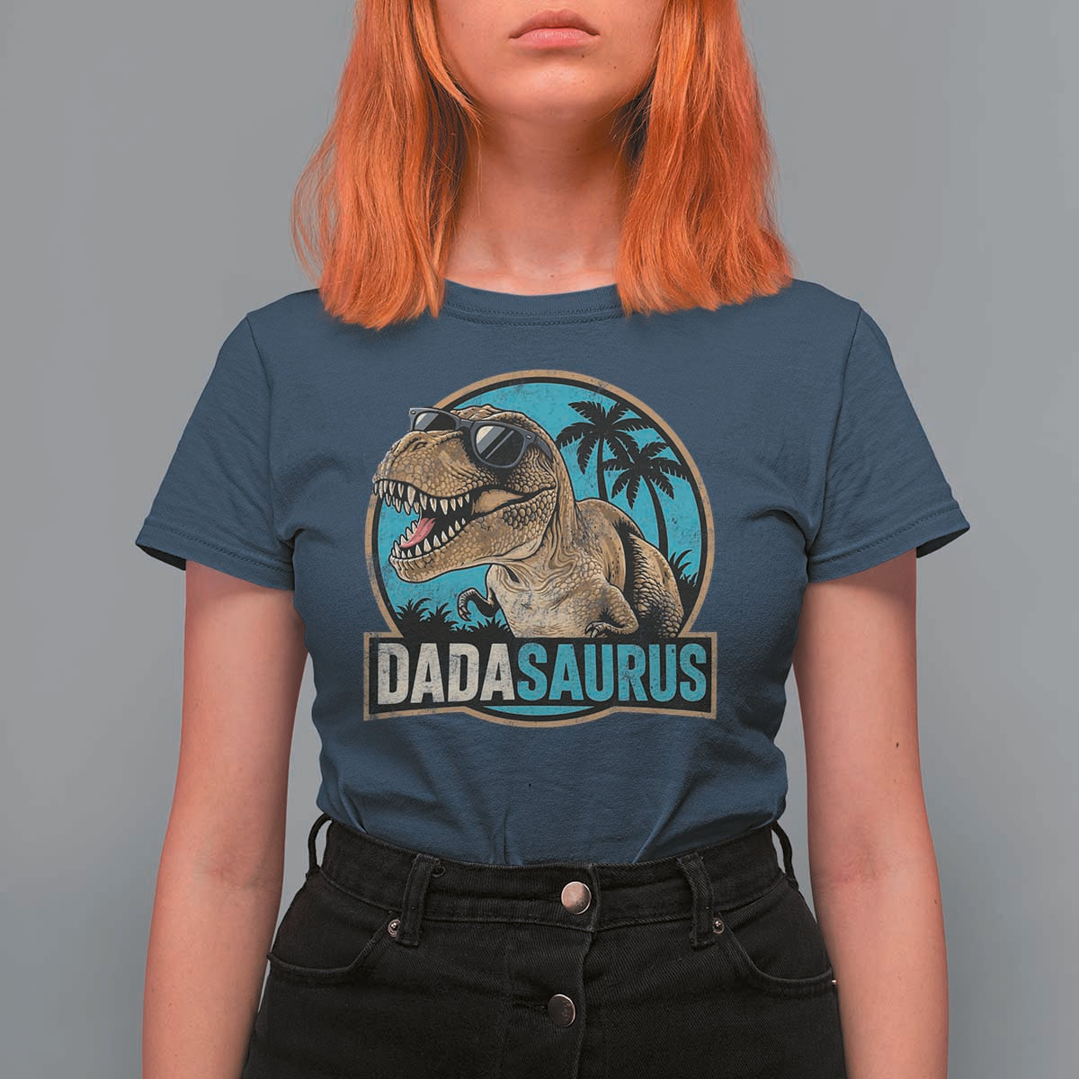 Dinosuar Dad T Shirt For Women Funny Dadasaurus Fathers Day Family Matching
