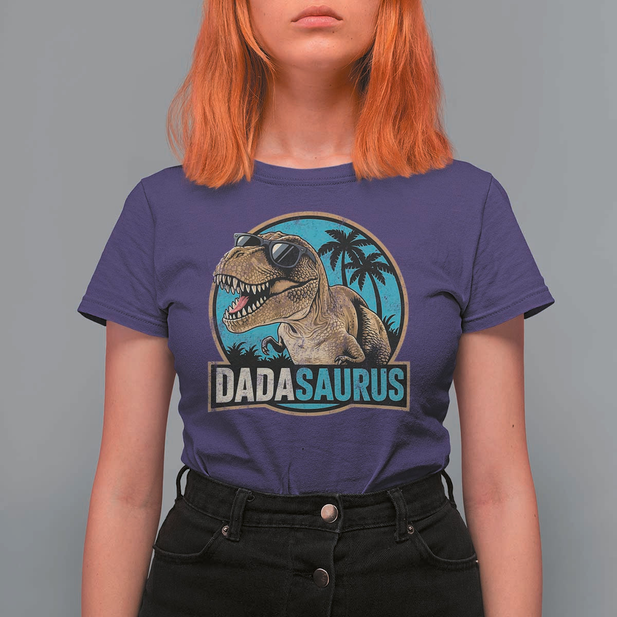 Dinosuar Dad T Shirt For Women Funny Dadasaurus Fathers Day Family Matching