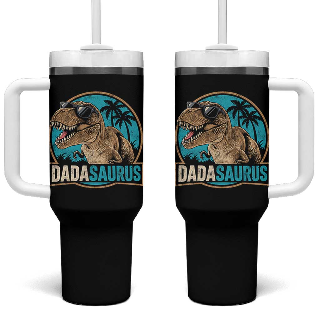 Dinosuar Dad Tumbler With Handle Funny Dadasaurus Fathers Day Family Matching