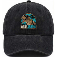 Dinosuar Dad Washed Cotton Baseball Cap Funny Dadasaurus Fathers Day Family Matching