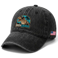 Dinosuar Dad Washed Cotton Baseball Cap Funny Dadasaurus Fathers Day Family Matching