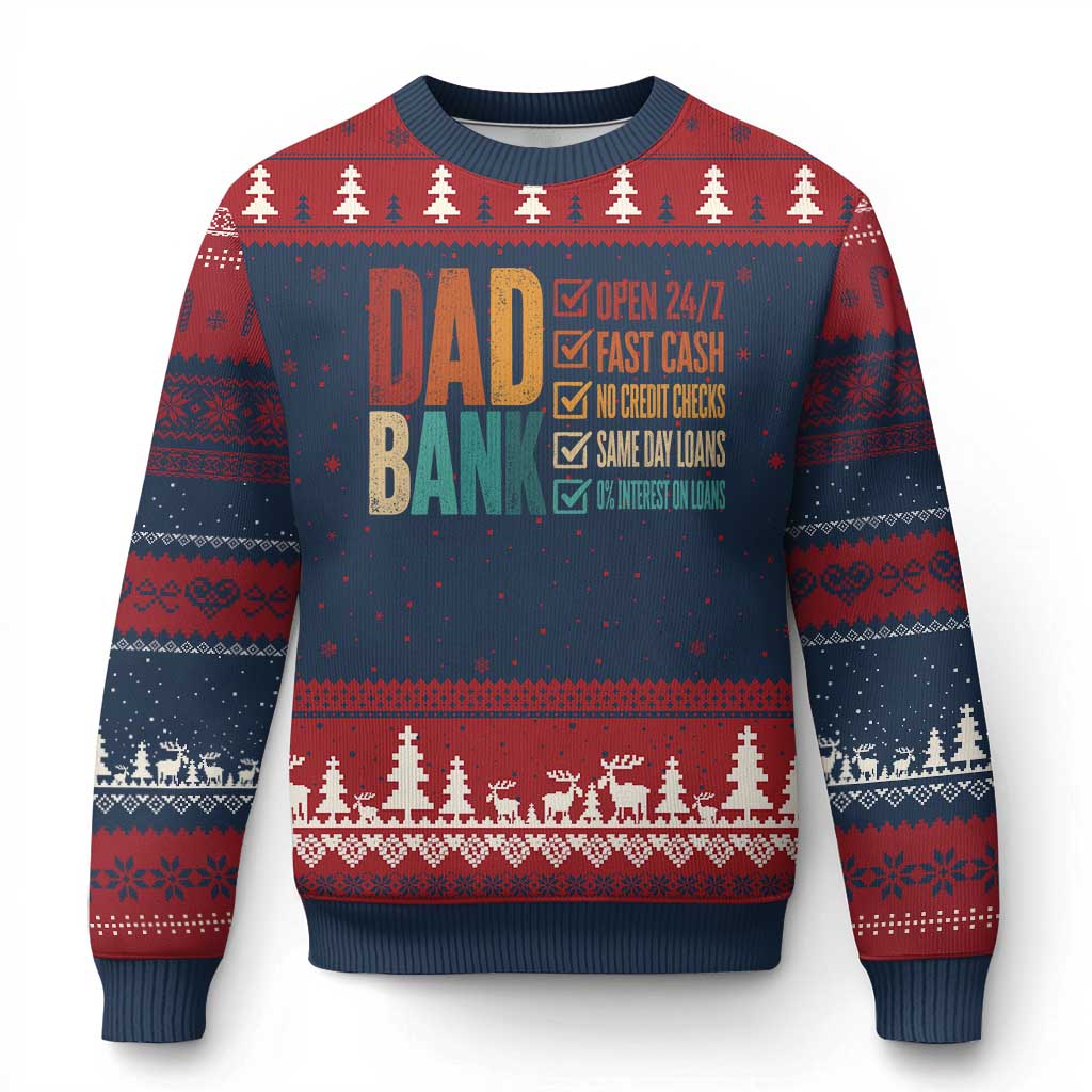 Dad Bank Ugly Christmas Sweater Open 24 7 Fast Cash Funny Father's Day Gifts