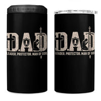 Christian Dad 4 in 1 Can Cooler Tumbler Father Leader Protector Man Of God
