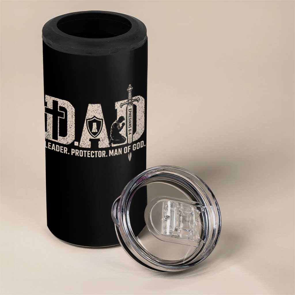 Christian Dad 4 in 1 Can Cooler Tumbler Father Leader Protector Man Of God