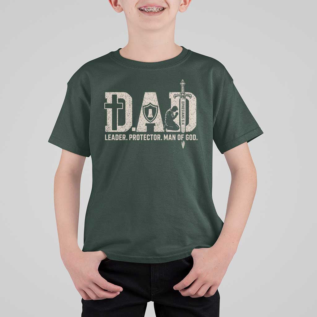 Christian Dad T Shirt For Kid Father Leader Protector Man Of God