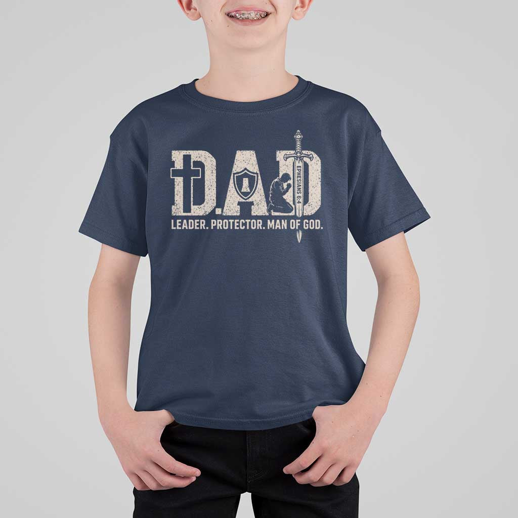 Christian Dad T Shirt For Kid Father Leader Protector Man Of God