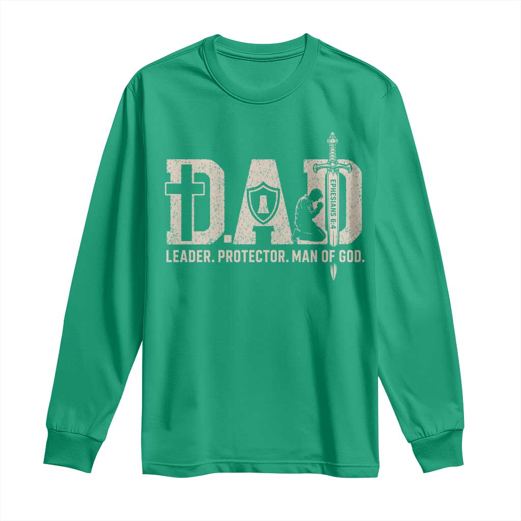 Christian Dad Long Sleeve Shirt Father Leader Protector Man Of God