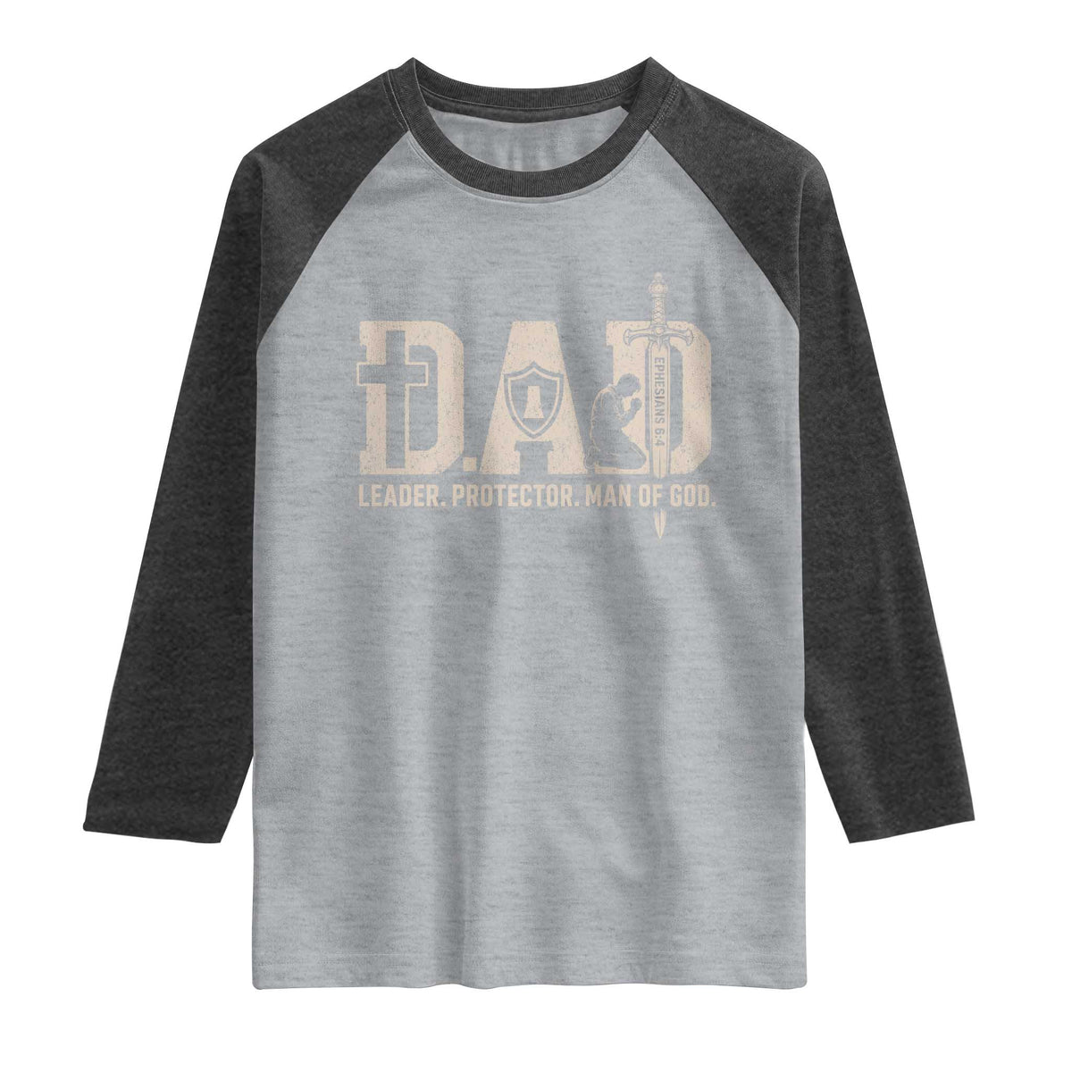 Christian Dad Raglan Shirt Father Leader Protector Man Of God