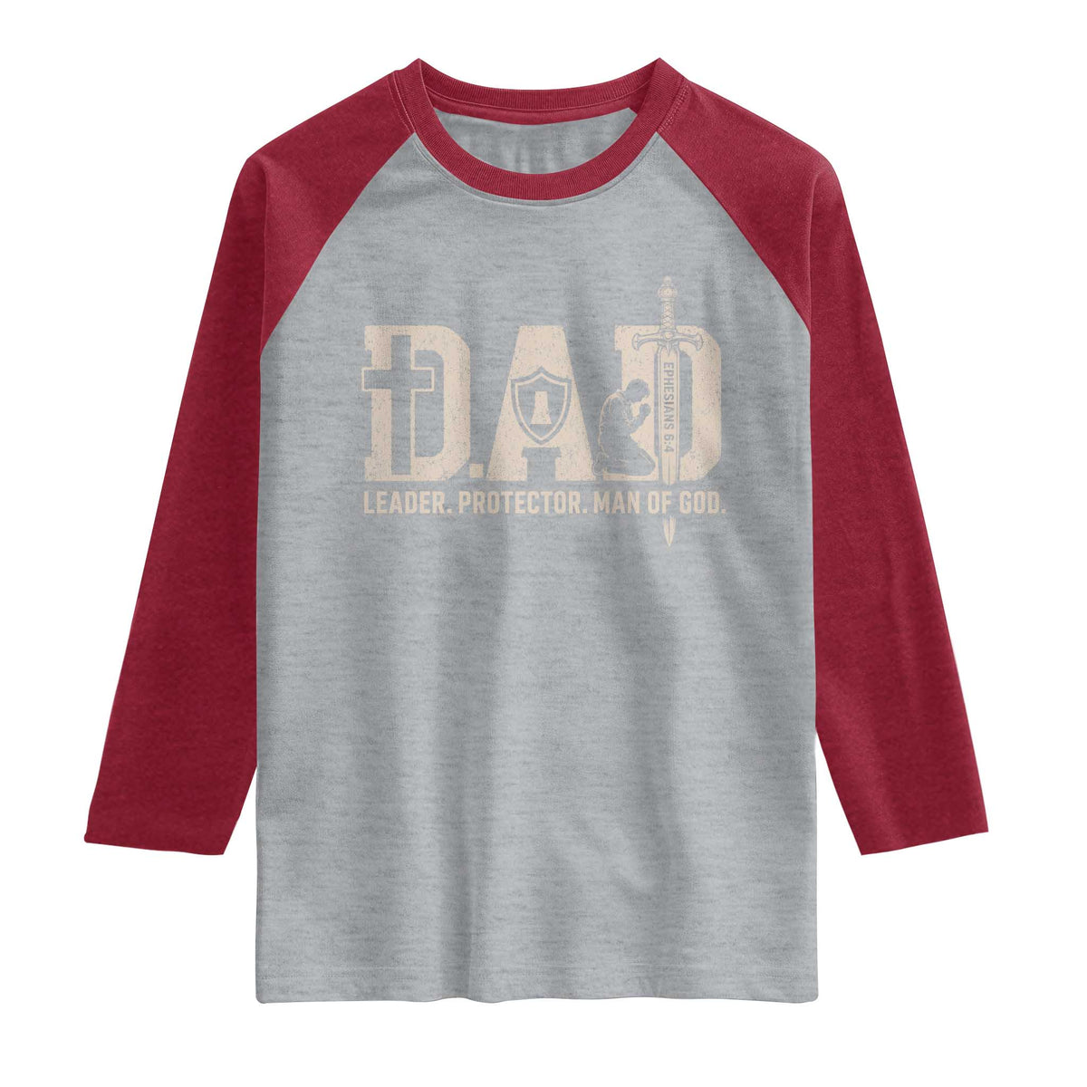 Christian Dad Raglan Shirt Father Leader Protector Man Of God