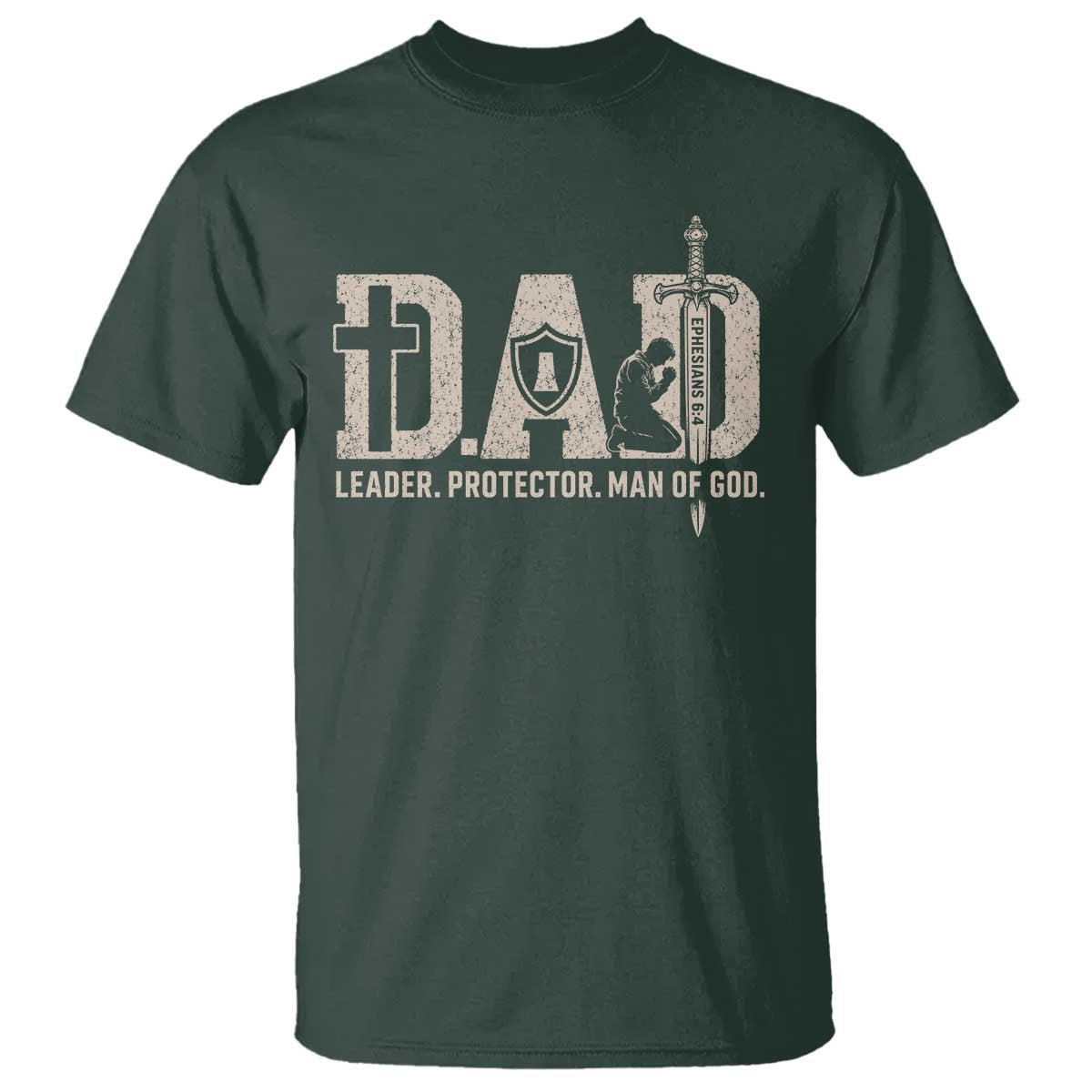 Christian Dad T Shirt Father Leader Protector Man Of God